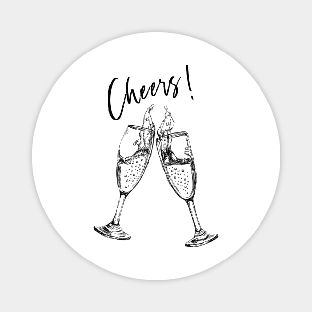 Cheers Champagne Glasses Image Magnet by rachelsfinelines